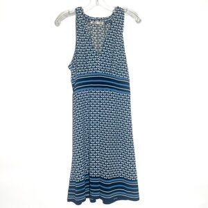 Max Studio Blue and White Scoop Neck Midi Sundress